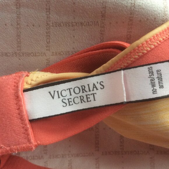 Victoria's Secret No-Wire Multi-way Color Block Orange/White Padded Bra Size 36D - Picture 3 of 8